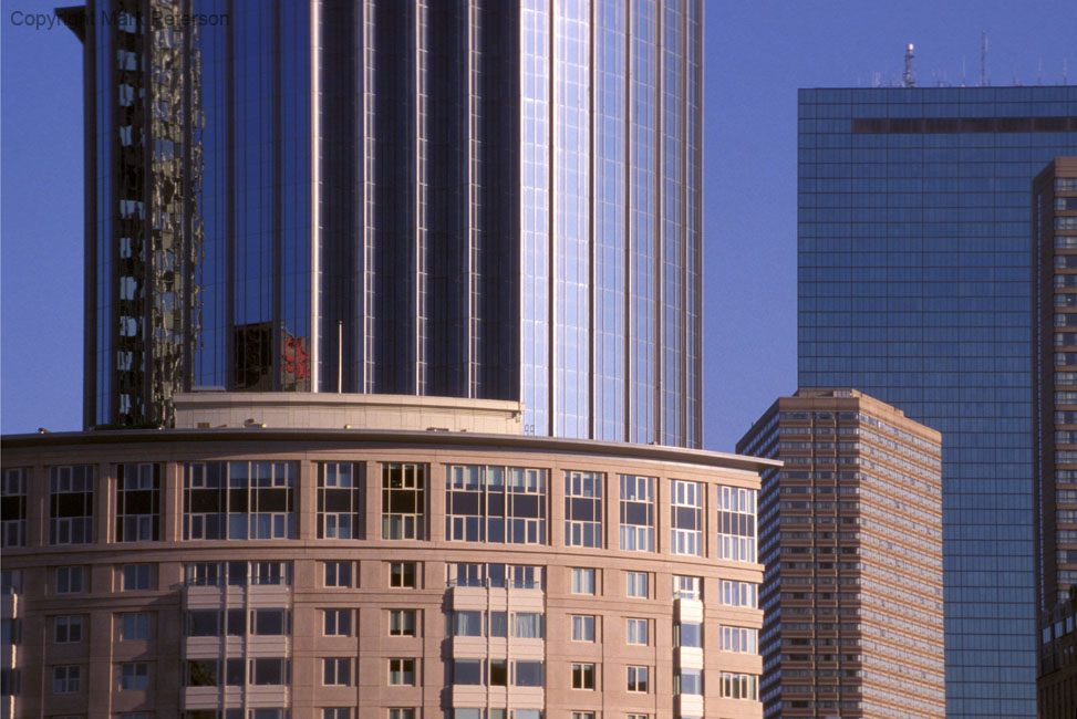 Two curved buildings